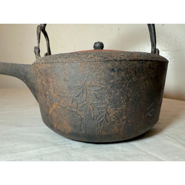 Rare Antique Early 19th Century Japanese Cast Iron Lacquer Sake Kettle Tea Pot For Sale - Image 14 of 16