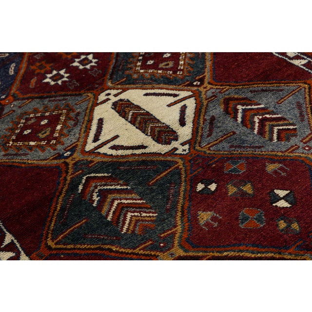 1950s Vintage Hand-Knotted Hamadan Long Runner Rug With Inscriptions & Tribal Geometric Diamonds For Sale - Image 5 of 9