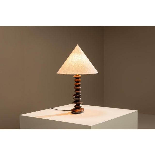 1970s Vintage Wooden Table Lamp, France, 1970s For Sale - Image 5 of 10