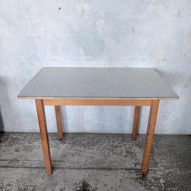 Mid-Century Blue Floral Formica Kitchen Dining Table For Sale - Image 3 of 7