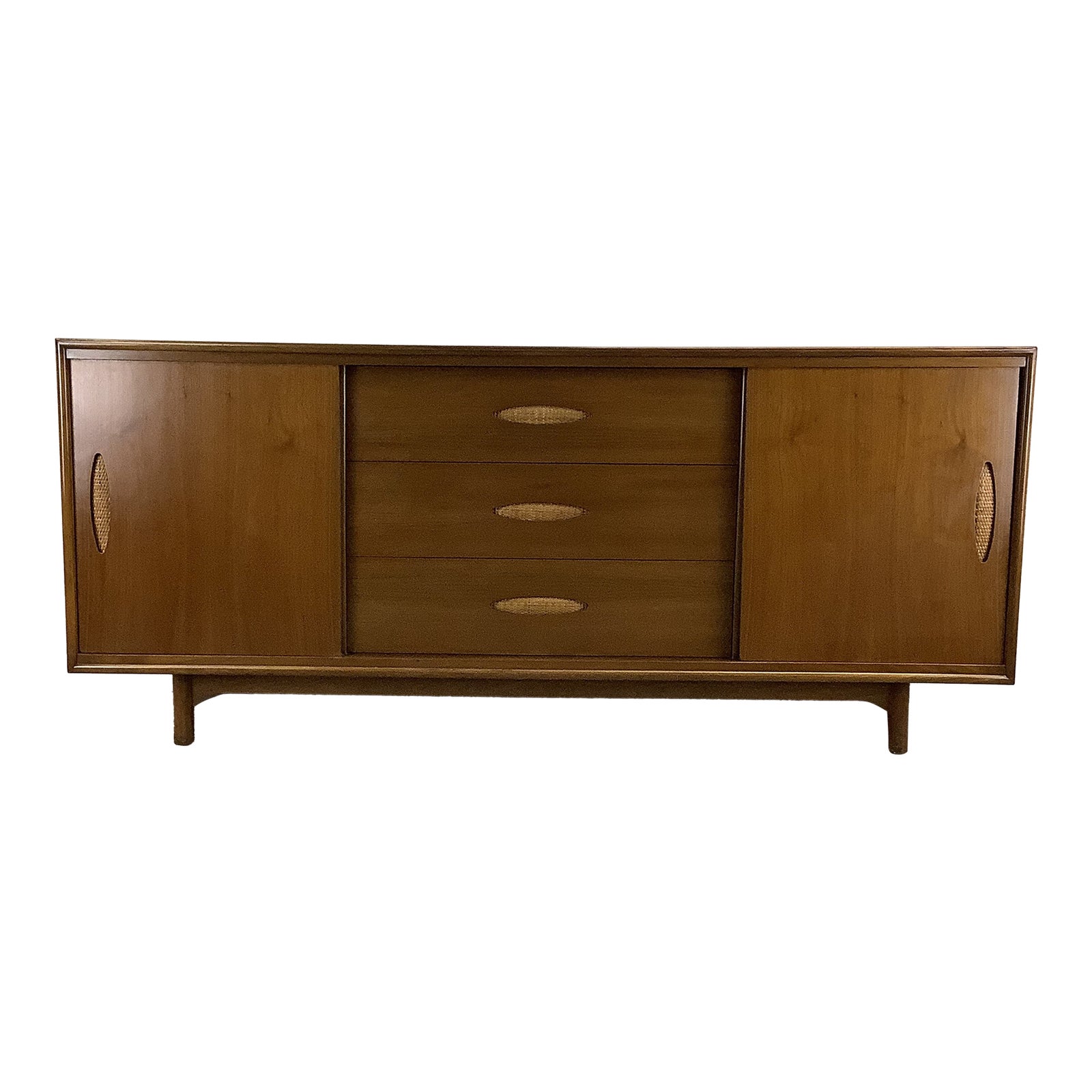 Large MidCentury Walnut and Cane Dresser by Cavalier Furniture Chairish