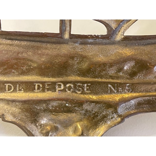 Brass Antique French Cast Brass “Galleon” Sculpural Wall Rack - DL Déposé No. 5 For Sale - Image 8 of 12