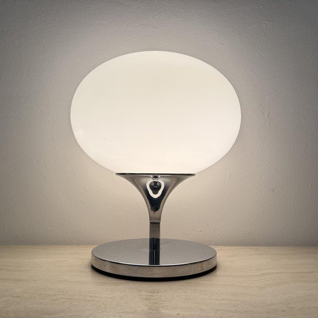 Space Age Opaline Glass, Chromed Steel and Cast Iron Lamp from Kaiser Leuchten, 1970s For Sale - Image 4 of 18