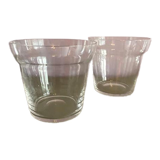 Pair of Late 20th Century Clear Glass Tiffany & Co. Flower Pots For Sale