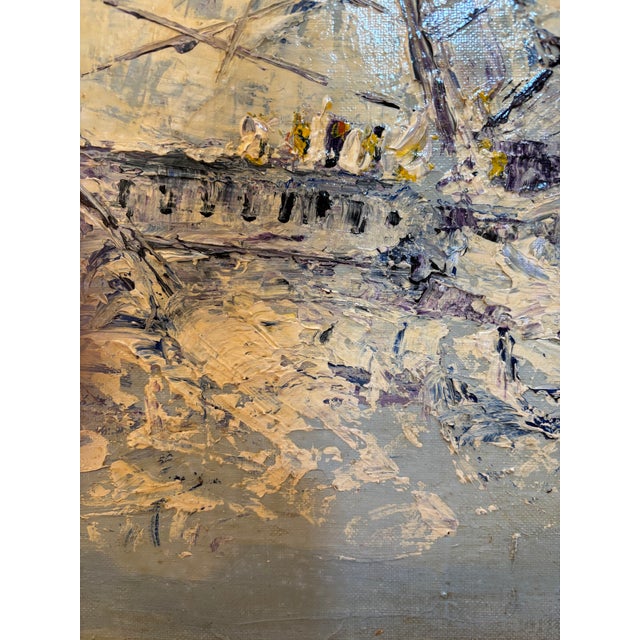 Vintage Abstract Seascape Oil Painting For Sale In New York - Image 6 of 11