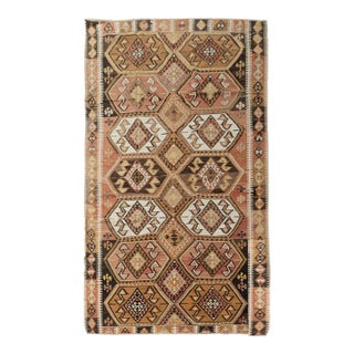 Vintage Circa 1940 Soft Terracotta Turkish Kars Kilim Rug Runner 4ft 1in X 11ft 8in For Sale
