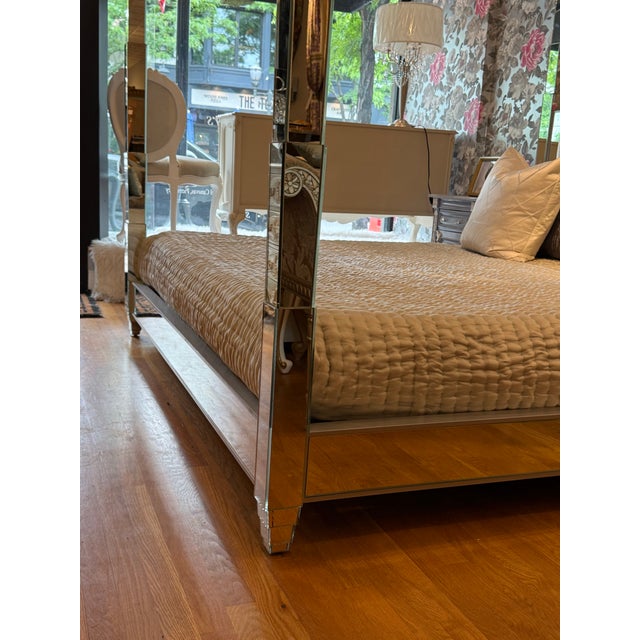 Mirrored Four Poster Bed King For Sale In New York - Image 6 of 12