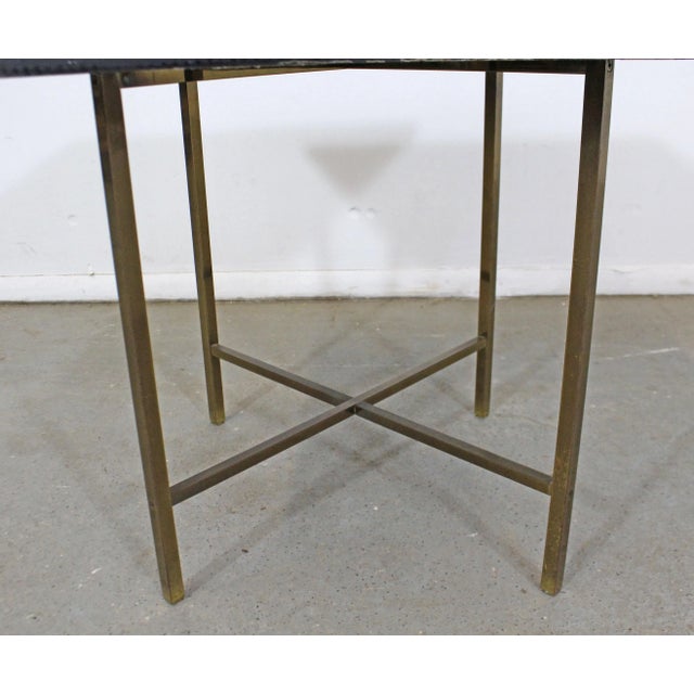 Mid-Century Modern Paul McCobb Style Brass X-Base Slate Top Side Table For Sale - Image 4 of 13
