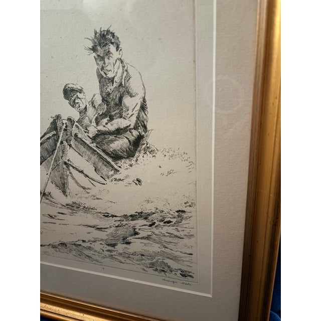 Printmaking Materials George Gale Signed Original Maritime Etching “Haul Line” Framed, Circa 1930s For Sale - Image 7 of 9