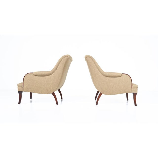Wood Lounge Chairs in Wood and Upholstery, 1920s, Set of 2 For Sale - Image 7 of 18