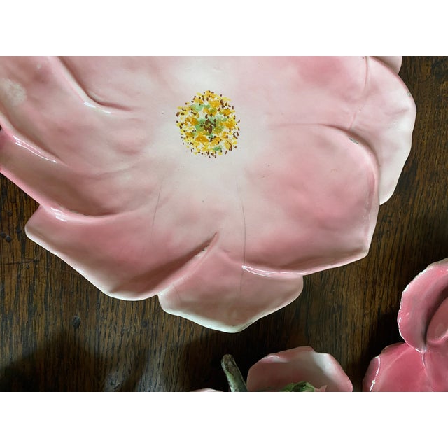 Vintage Handmade Italian Rose Tea Cup & Dessert Plates Set- 19 Pieces For Sale - Image 10 of 13