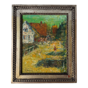 Vintage H. Hawick Impressionist Cityscape Oil on Canvas Painting, Framed