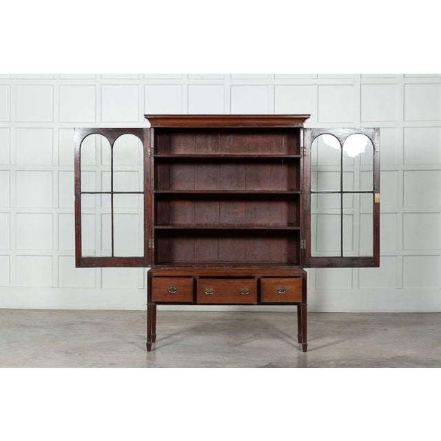 Circa 1910 english mahogany arched glazed dresser cabinet together w115 x d38 x h165cm base w111 x d35 x h56cm top w115 x...