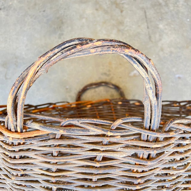 Early 20th Century Early 20th Century Antique Large Burden Basket Hand-Woven For Sale - Image 5 of 11