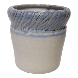 Vintage Navy and Pale Blue Incised Studio Ceramic Planter by Deanna Nichols