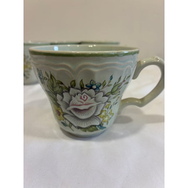 Farmhouse Vintage Provistone Rose Marie Floral Mugs - Set of 4 For Sale - Image 3 of 10