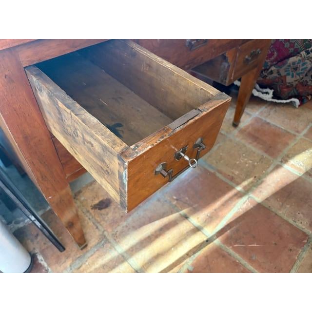Antique Walnut Leather Top French Writing Desk For Sale In West Palm - Image 6 of 7
