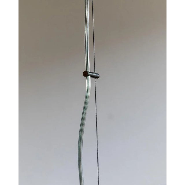 Metal Large Vintage Ceiling Light in White Murano Glass with Black Rim and Stainless Steel, Italy, 1970s For Sale - Image 7 of 11