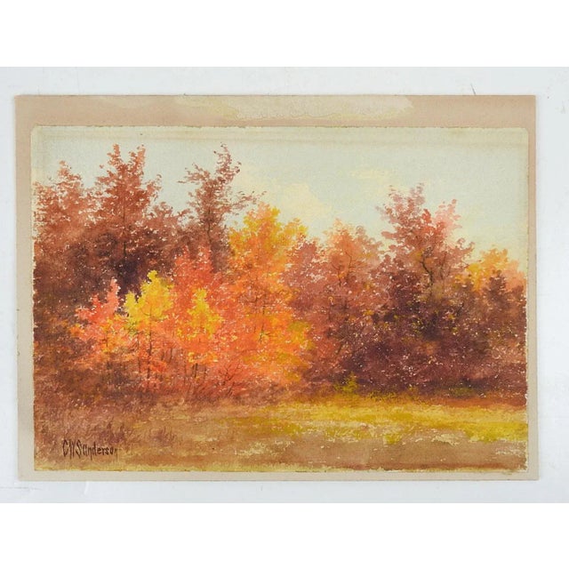 Late 19th Century Charles Sanderson Vermont Autumn Landscape Watercolor Painting For Sale - Image 4 of 5