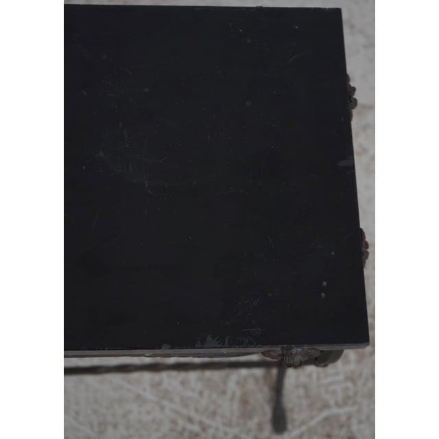 Metal Vintage Wrought Iron Base Marble Top Side Table For Sale - Image 7 of 12