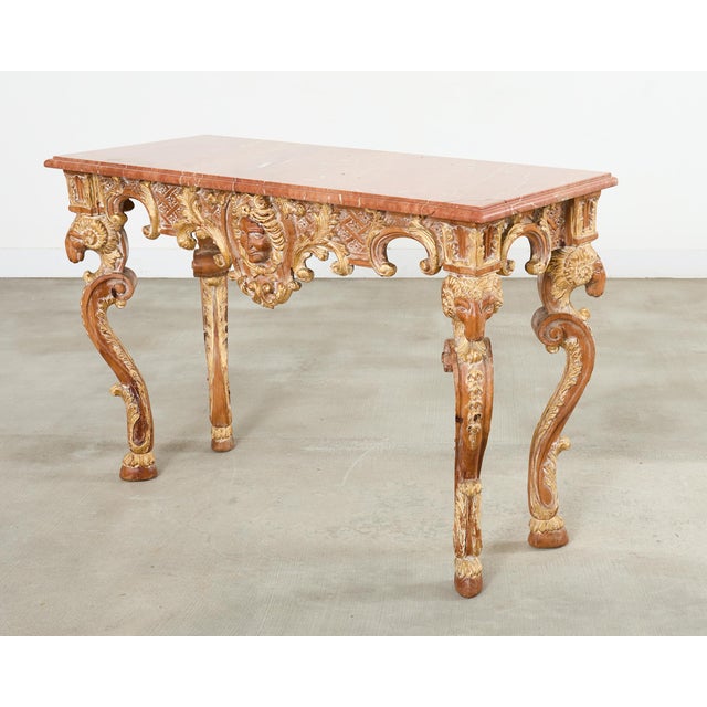 Italian Baroque Style Marble Top Console Table For Sale - Image 15 of 18