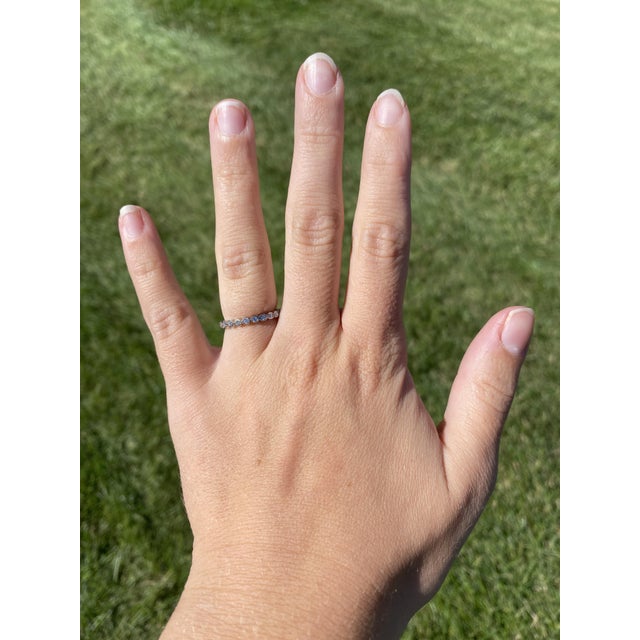 0.35ctw Bezel Milgrain Diamond Eternity Band Ring, 18k WhiteGold, Ring Size 5.25 For Sale In Greensboro - Image 6 of 6