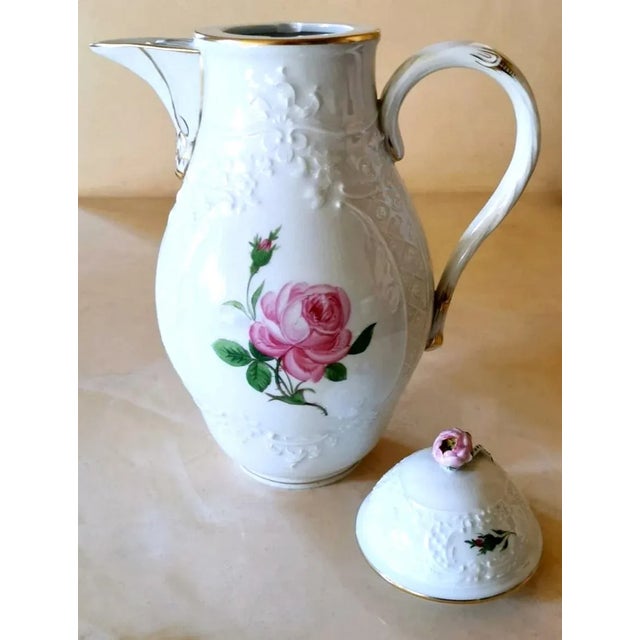 Mid 20th Century Meissen Porcelain Pink Roses Coffee Service, 25 Pieces For Sale - Image 5 of 12