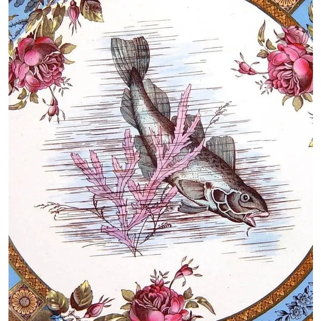 Wood & Hulme Garfield Pottery Fish Plates, Set of Six Aesthetic Movement Earthenware Plates For Sale - Image 4 of 4