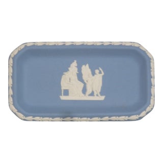 Wedgwood Jasperware Blue Tray Rectangular Trinket Pin Dish Plate British 4683b For Sale