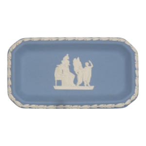 Wedgwood Jasperware Blue Tray Rectangular Trinket Pin Dish Plate British 4683b