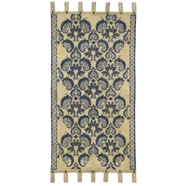 Vintage Indian Leather Tapestry Wall Hanging With William and Mary Style - 02'00 X 04'03 For Sale - Image 4 of 5