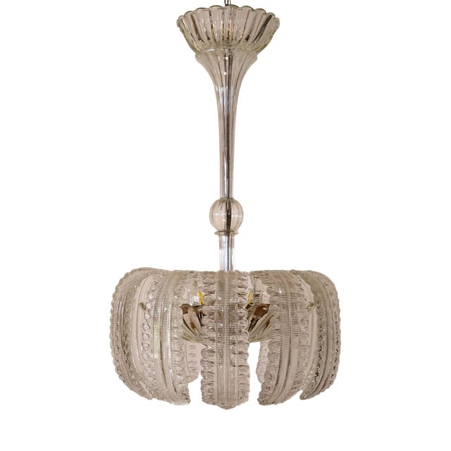 Art Deco Hanging Lamp in Murano Glass by Ercole Barovier for Barovier & Toso, 1930s For Sale