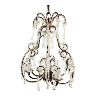 Decorative Petite Beaded Italian Chandelier For Sale