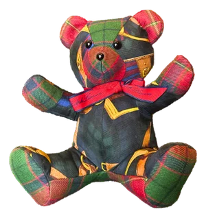 Ralph Lauren Equestrian Black Watch Vintage Silk Scarf Tender Teddy Bear