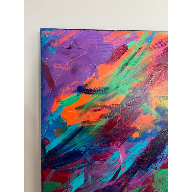 Contemporary 1970s Vintage Abstract Acrylic on Canvas Painting For Sale - Image 3 of 7