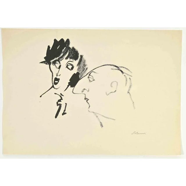 Portraits is a black permanent marker Drawing realized by Mino Maccari (1924-1989) in the 1950s. Hand-signed on the lower....