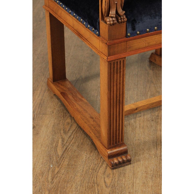 Antique Carved Walnut Renaissance Revival Style Throne Armchair For Sale - Image 10 of 18