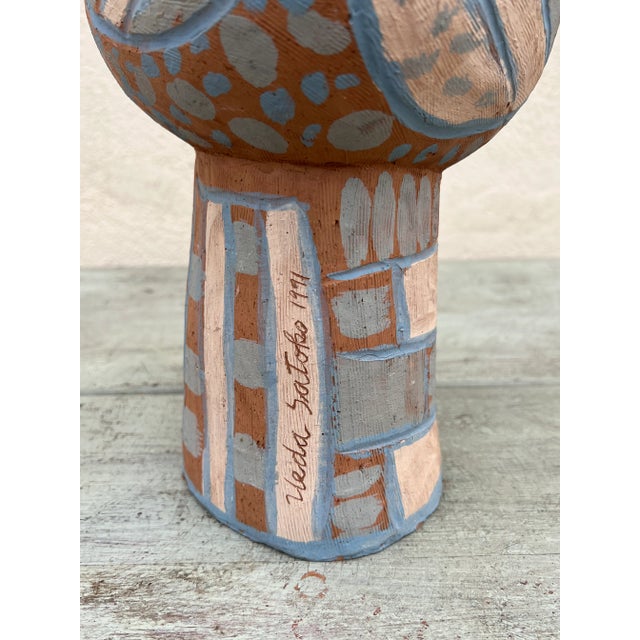 Blue Ueda Satoko Abstract Clay Sculpture, Brazil 1991 For Sale - Image 8 of 11