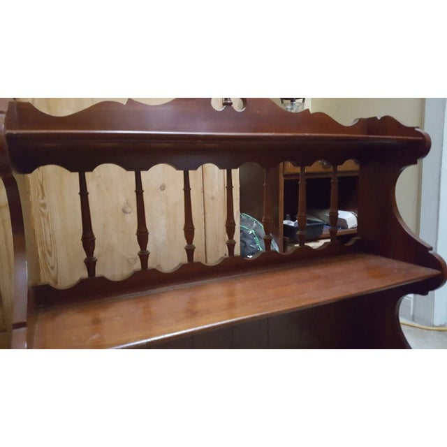 1960s Vintage Ethan Allen Solid Cherry Colonial Cabinet/ Hutch Top Shelf For Sale - Image 5 of 5