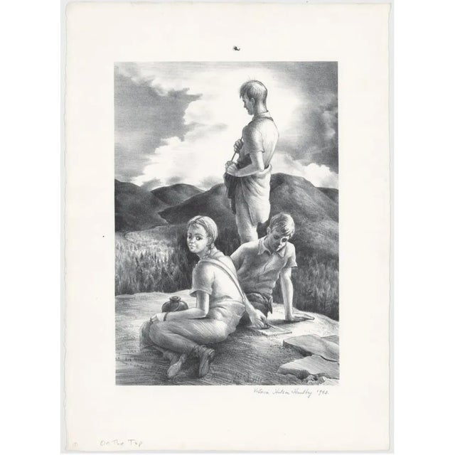 1943 Victoria Ebbels Hutson Huntley (1900 – 1971) "On the Top" also known as "Three Friends" lithograph. Pencil signed and...