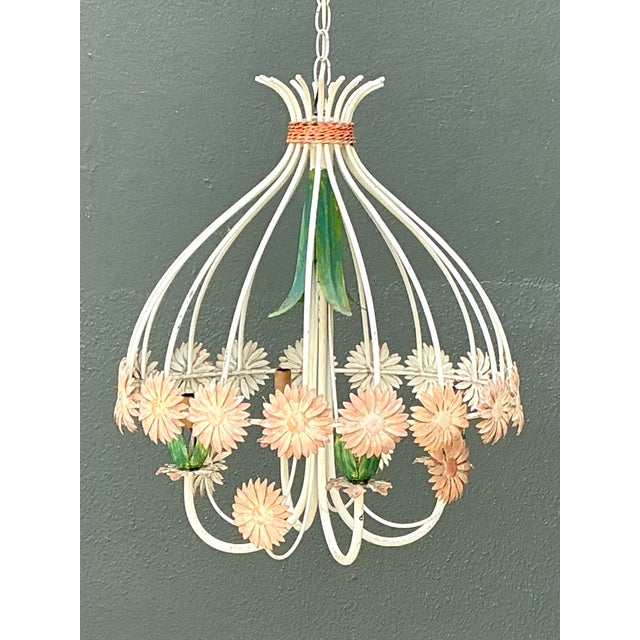 Vintage Tole Daisy Chandelier For Sale - Image 9 of 12