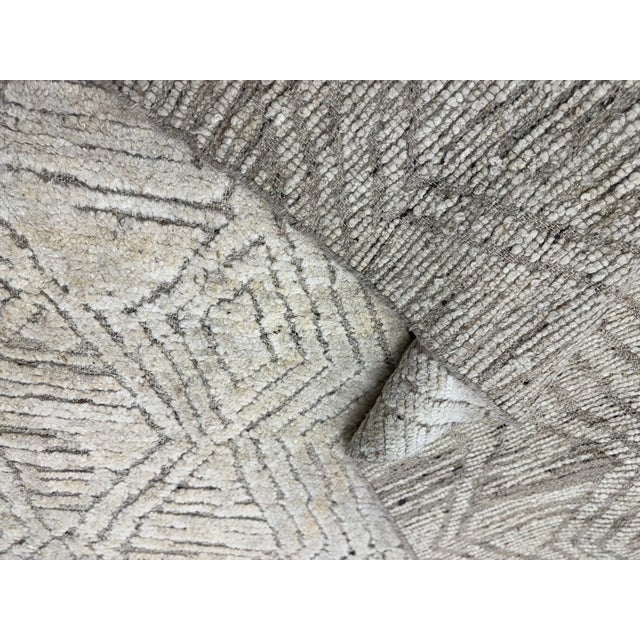 Ivory Rh Halima Hand-Knotted Wool Rug — 12' × 15' Marled Ivory / Latte | Undyed Wool | High-Low Texture For Sale - Image 8 of 18