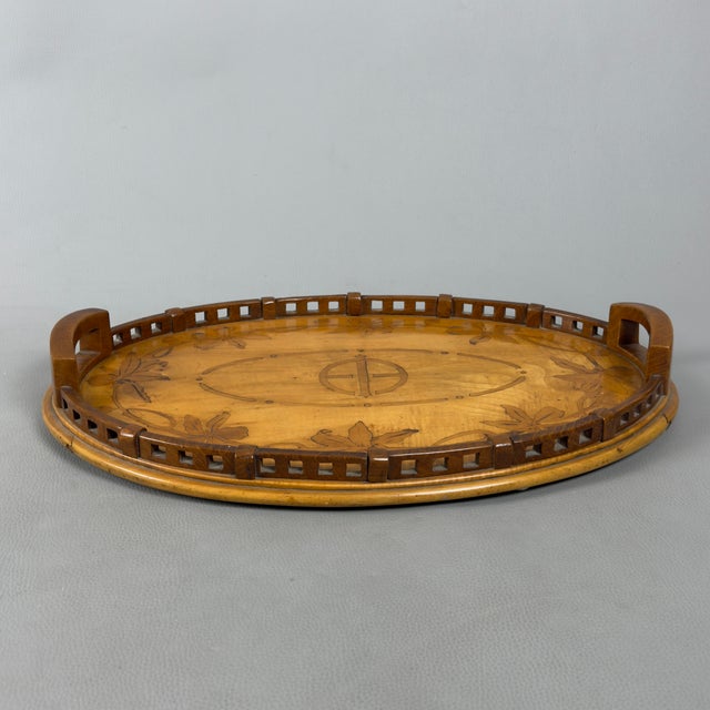 Oval Tray in Inlaid Wood For Sale - Image 5 of 11