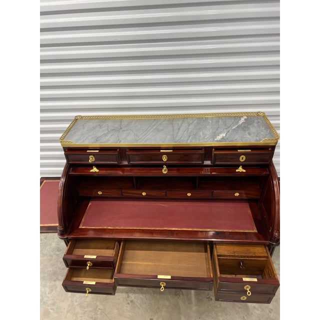 Burnt Umber 18 Century Louis XVI Mahogany Cylinder Desk For Sale - Image 8 of 8