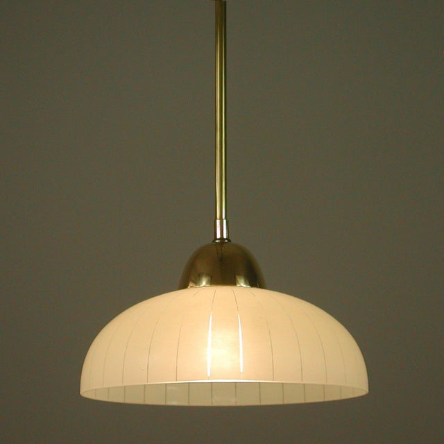 Swedish Striped Glass and Brass Pendants, 1950s, Set of 2 For Sale - Image 11 of 16