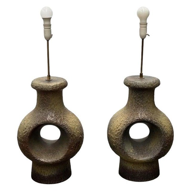 Mid-Century Modern Danish Stoneware Lamps, 1960s, Set of 2 For Sale - Image 10 of 10