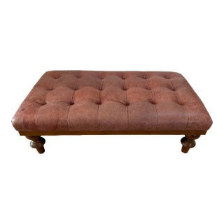 Late 20th Century Tufted Leather Bench Ottoman For Sale