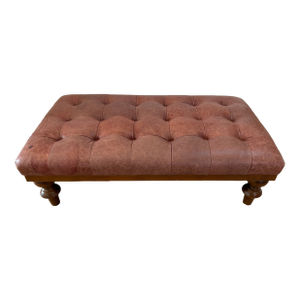 Late 20th Century Tufted Leather Bench Ottoman
