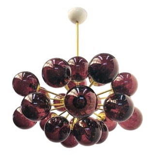 21st Century Ovale Natural Brass Amethyst Bubbles Murano Sputnik Chandelier by Fabio LTD For Sale