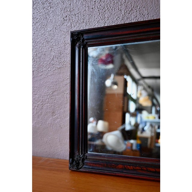 1940s Antique Napoleon III Bohemian Mirror in Painted Faux Wood, 1940s For Sale - Image 5 of 8